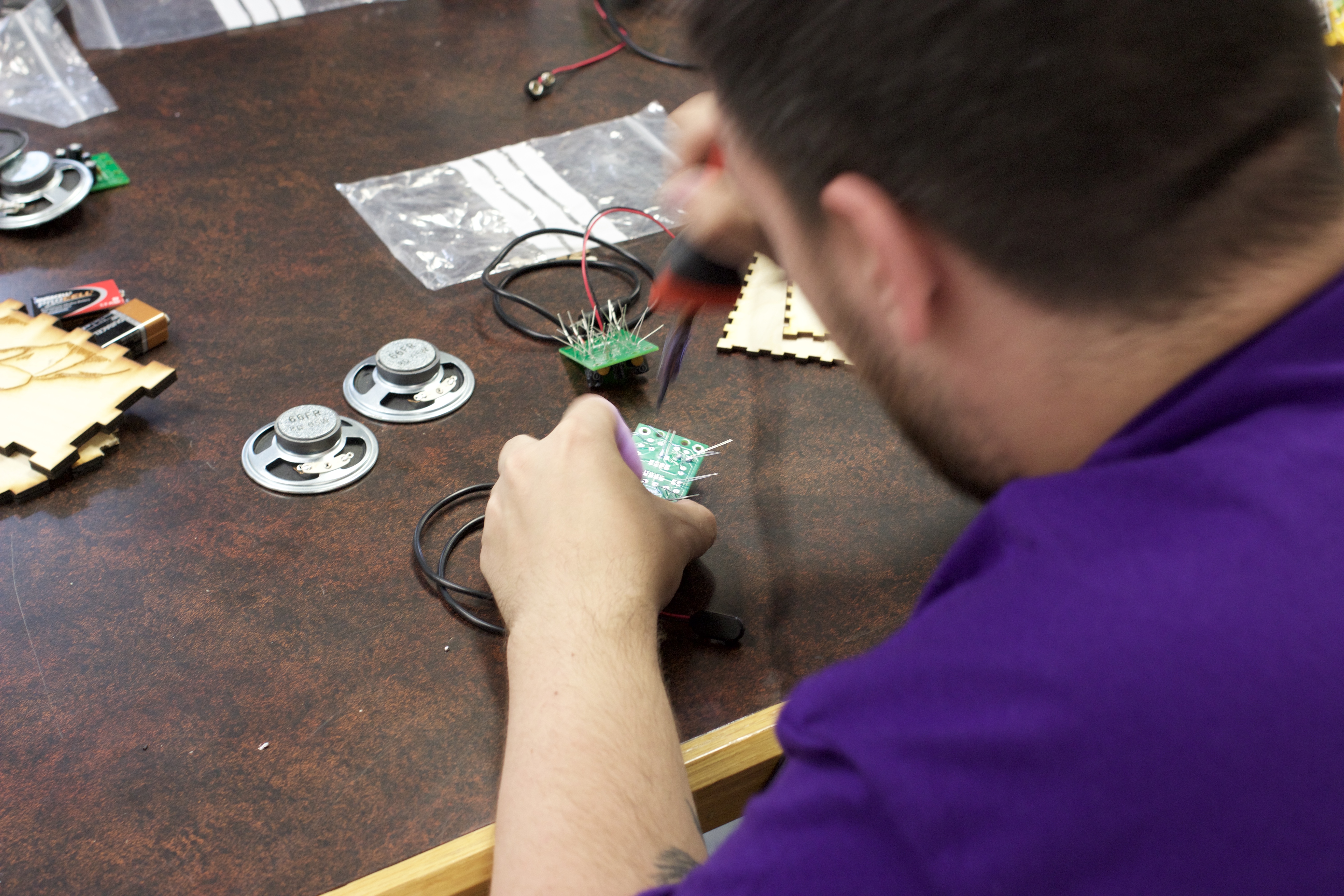 soldering a circuit board
