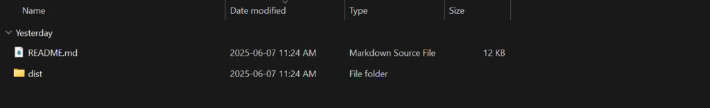 folder with readme and dist subfolder