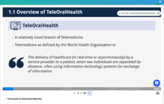 Overview of TeleOralHealth from Module 1: Introduction to TeleOralHealth.